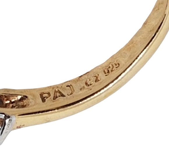 PAJ 925 GOLD OVER STERLING SILVER & CZ LADIES RING - Picture 7 of 7